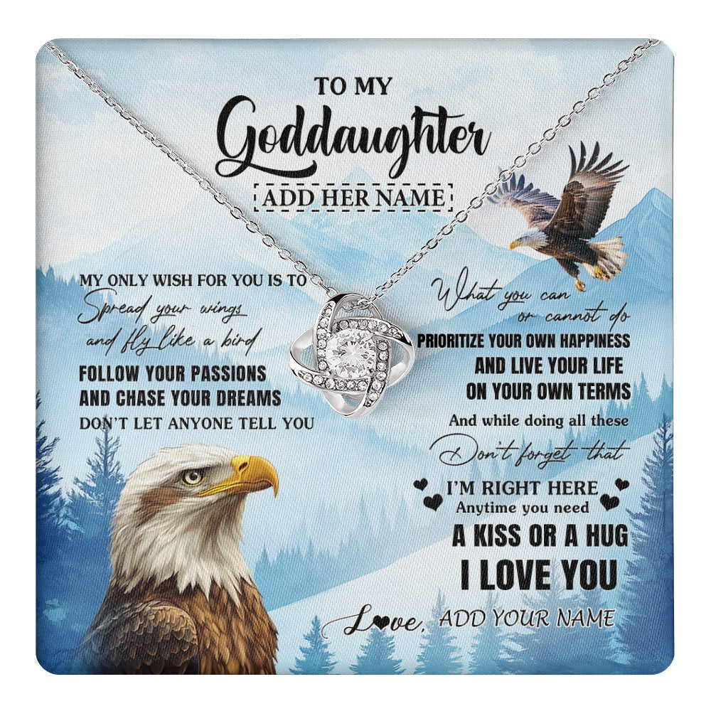 Love Knot Necklace 14K White Gold Finish | 1 | Personalized To My Goddaughter Gifts Necklace From Godmother Eagle My Only Wish For You Goddaughter Birthday Gifts Graduation Christmas Gift Box Message Card | teecentury.myshopify