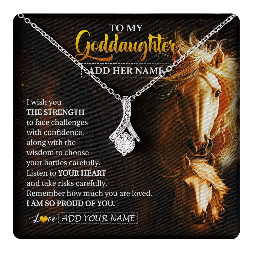 Alluring Beauty Necklace 14K White Gold Finish | 1 | Personalized To My Goddaughter Gifts Necklace From Godmother Godfather I Wish You The Strength Horse Goddaughter Birthday Gifts Christmas Gift Box Message Card | https://teecentury.