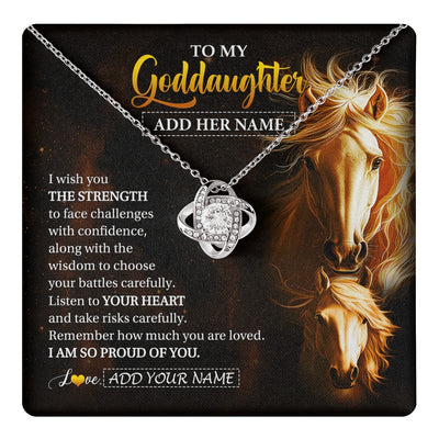 Love Knot Necklace 14K White Gold Finish | 1 | Personalized To My Goddaughter Gifts Necklace From Godmother Godfather I Wish You The Strength Horse Goddaughter Birthday Gifts Christmas Gift Box Message Card | https://teecentury.