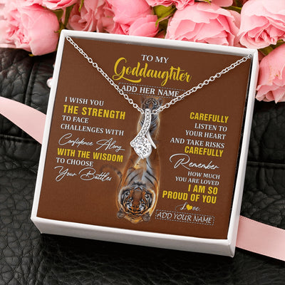 Alluring Beauty Necklace 14K White Gold Finish | 2 | Personalized To My Goddaughter Gifts Necklace From Godmother Godfather I Wish You The Strength Tiger Goddaughter Birthday Gifts Christmas Gift Box Message Card | https://teecentury.