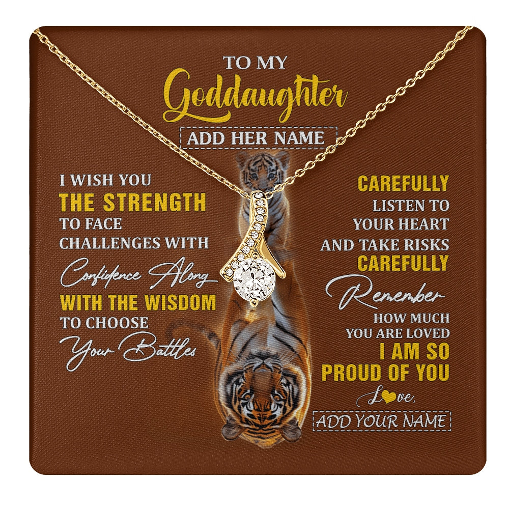 Alluring Beauty Necklace 18K Yellow Gold Finish | 1 | Personalized To My Goddaughter Gifts Necklace From Godmother Godfather I Wish You The Strength Tiger Goddaughter Birthday Gifts Christmas Gift Box Message Card | https://teecentury.