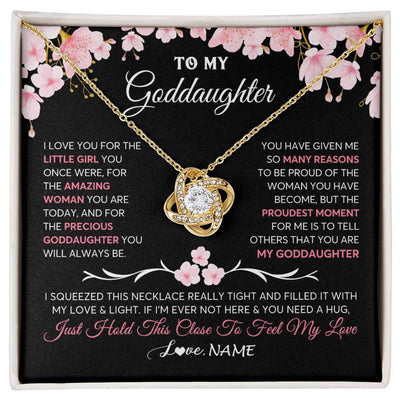 Love Knot Necklace 18K Yellow Gold Finish | 1 | Personalized To My Goddaughter Gifts Necklace From Godmother Godfather Love Precious Goddaughter Birthday Graduation Christmas Customized Gift Box Message Card | teecentury