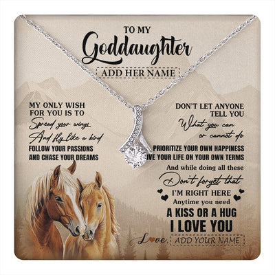 Alluring Beauty Necklace 14K White Gold Finish | 1 | Personalized To My Goddaughter Gifts Necklace From Godmother Horse My Only Wish For You Goddaughter Birthday Gifts Graduation Christmas Gift Box Message Card | https://teecentury.