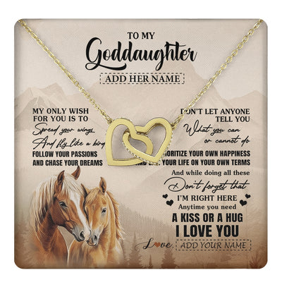 Interlocking Hearts Necklace 18K Yellow Gold Finish | 1 | Personalized To My Goddaughter Gifts Necklace From Godmother Horse My Only Wish For You Goddaughter Birthday Gifts Graduation Christmas Gift Box Message Card | https://teecentury.