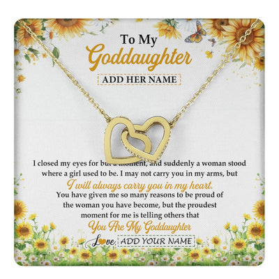 Interlocking Hearts Necklace 18K Yellow Gold Finish | 1 | Personalized To My Goddaughter Gifts Necklace From Godmother I Closed My Eyes Sunflower Best Goddaughter Birthday Gifts Christmas Custom Gift Box Message Card | teecentury.myshopify