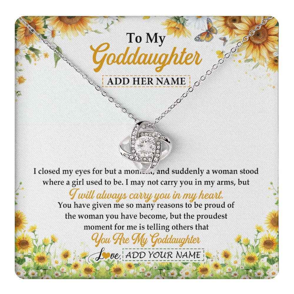 Love Knot Necklace 14K White Gold Finish | 1 | Personalized To My Goddaughter Gifts Necklace From Godmother I Closed My Eyes Sunflower Best Goddaughter Birthday Gifts Christmas Custom Gift Box Message Card | teecentury.myshopify