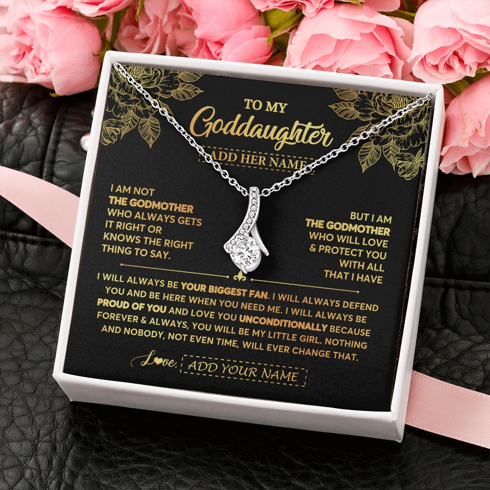 Alluring Beauty Necklace 14K White Gold Finish | 2 | Personalized To My Goddaughter Gifts Necklace From Godmother Meaningful Family Jewelry Birthday Gifts For Goddaughter Christmas Custom Gift Box Message Card | https://teecentury.