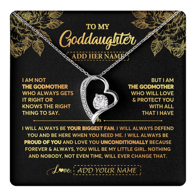 Forever Love Necklace 14K White Gold Finish | 1 | Personalized To My Goddaughter Gifts Necklace From Godmother Meaningful Family Jewelry Birthday Gifts For Goddaughter Christmas Custom Gift Box Message Card | https://teecentury.