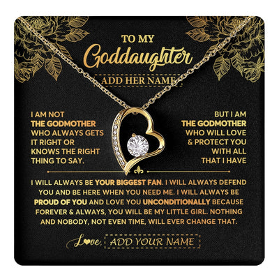 Forever Love Necklace 18K Yellow Gold Finish | 1 | Personalized To My Goddaughter Gifts Necklace From Godmother Meaningful Family Jewelry Birthday Gifts For Goddaughter Christmas Custom Gift Box Message Card | https://teecentury.