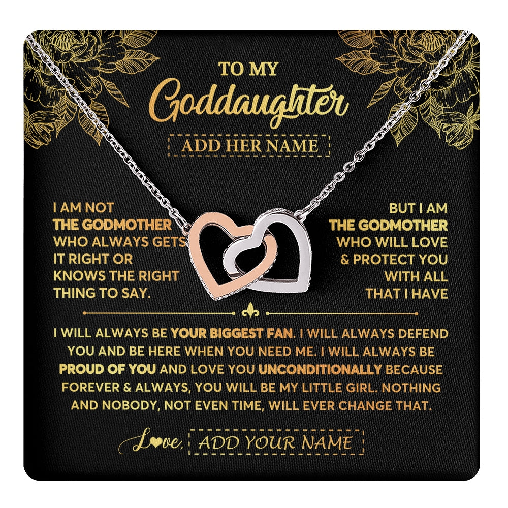 Interlocking Hearts Necklace Stainless Steel & Rose Gold Finish | 1 | Personalized To My Goddaughter Gifts Necklace From Godmother Meaningful Family Jewelry Birthday Gifts For Goddaughter Christmas Custom Gift Box Message Card | https://teecentury.