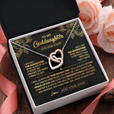 Interlocking Hearts Necklace Stainless Steel & Rose Gold Finish | 2 | Personalized To My Goddaughter Gifts Necklace From Godmother Meaningful Family Jewelry Birthday Gifts For Goddaughter Christmas Custom Gift Box Message Card | https://teecentury.
