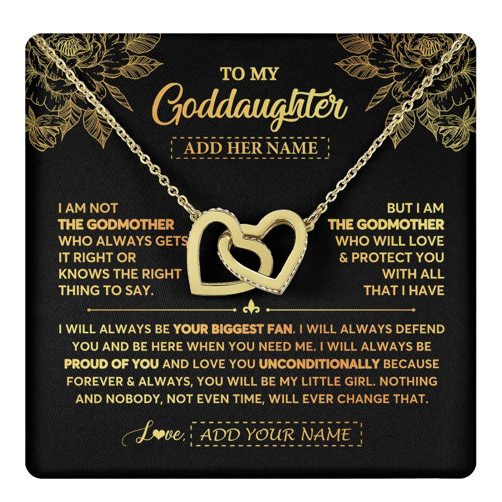 Interlocking Hearts Necklace 18K Yellow Gold Finish | 1 | Personalized To My Goddaughter Gifts Necklace From Godmother Meaningful Family Jewelry Birthday Gifts For Goddaughter Christmas Custom Gift Box Message Card | https://teecentury.