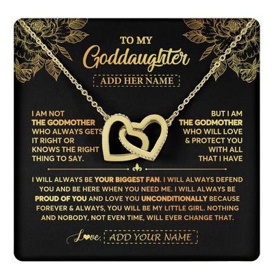 Interlocking Hearts Necklace 18K Yellow Gold Finish | 1 | Personalized To My Goddaughter Gifts Necklace From Godmother Meaningful Family Jewelry Birthday Gifts For Goddaughter Christmas Custom Gift Box Message Card | https://teecentury.