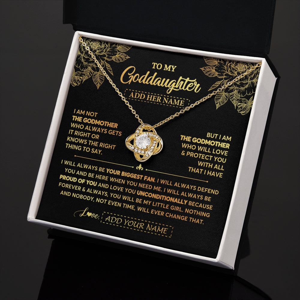 Love Knot Necklace 18K Yellow Gold Finish | 2 | Personalized To My Goddaughter Gifts Necklace From Godmother Meaningful Family Jewelry Birthday Gifts For Goddaughter Christmas Custom Gift Box Message Card | https://teecentury.