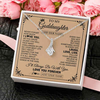 Alluring Beauty Necklace 14K White Gold Finish | 2 | Personalized To My Goddaughter Gifts Necklace From Godmother Never Forget How Much I Love You Goddaughter Birthday Gifts Christmas Gift Box Message Card | https://teecentury.