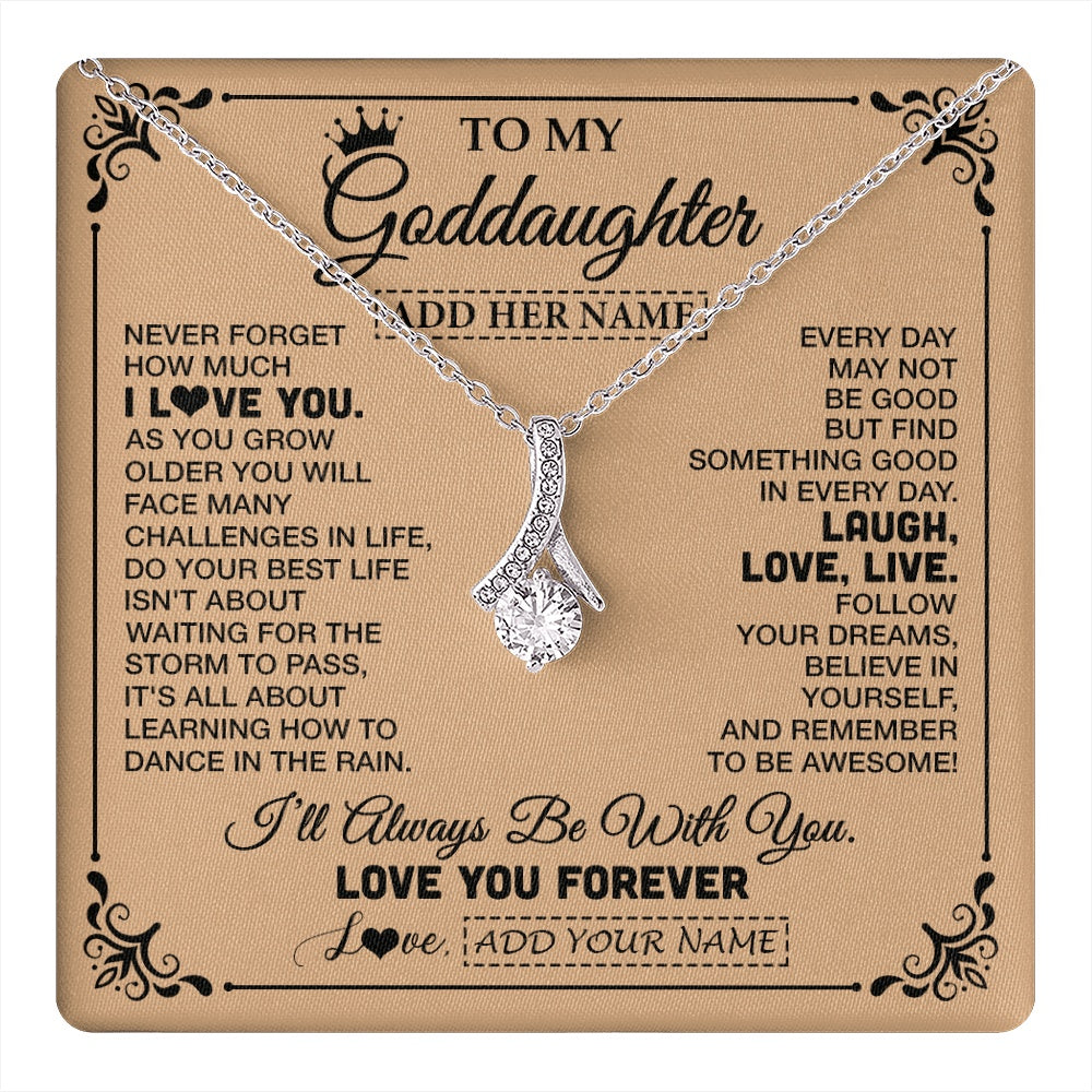 Alluring Beauty Necklace 14K White Gold Finish | 1 | Personalized To My Goddaughter Gifts Necklace From Godmother Never Forget How Much I Love You Goddaughter Birthday Gifts Christmas Gift Box Message Card | https://teecentury.