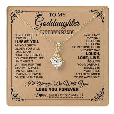 Alluring Beauty Necklace 18K Yellow Gold Finish | 1 | Personalized To My Goddaughter Gifts Necklace From Godmother Never Forget How Much I Love You Goddaughter Birthday Gifts Christmas Gift Box Message Card | https://teecentury.