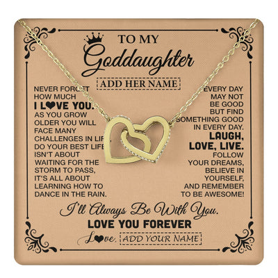 Interlocking Hearts Necklace 18K Yellow Gold Finish | 1 | Personalized To My Goddaughter Gifts Necklace From Godmother Never Forget How Much I Love You Goddaughter Birthday Gifts Christmas Gift Box Message Card | https://teecentury.