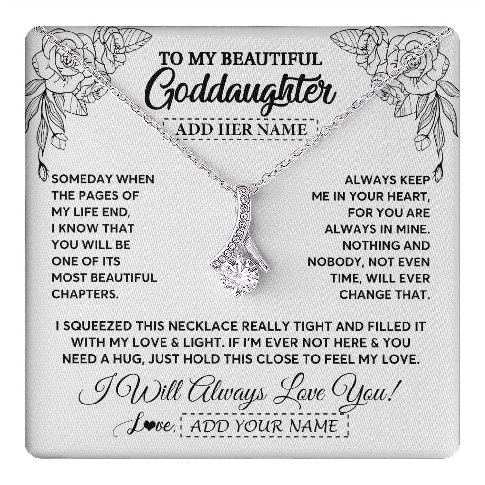 Alluring Beauty Necklace 14K White Gold Finish | 1 | Personalized To My Goddaughter Gifts Necklace From Godmother Someday When The Pages Birthday Goddaughter Christmas Graduation Jewelry Gift Box Message Card | https://teecentury.