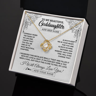 Love Knot Necklace 18K Yellow Gold Finish | 2 | Personalized To My Goddaughter Gifts Necklace From Godmother Someday When The Pages Birthday Goddaughter Christmas Graduation Jewelry Gift Box Message Card | https://teecentury.