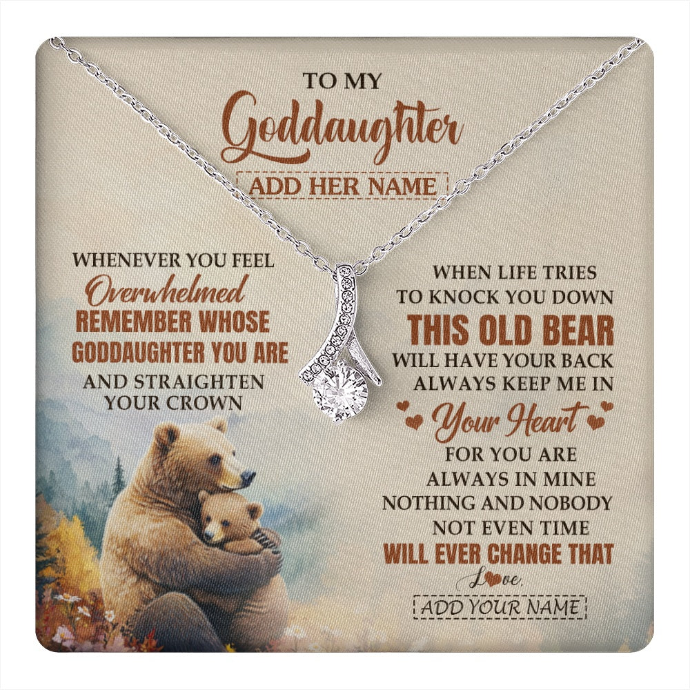 Alluring Beauty Necklace 14K White Gold Finish | 1 | Personalized To My Goddaughter Gifts Necklace From Godmother Whenever Bear Unique Birthday Gifts For Goddaughter Graduation Christmas Gift Box Message Card | teecentury.myshopify