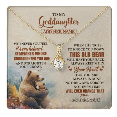 Alluring Beauty Necklace 18K Yellow Gold Finish | 1 | Personalized To My Goddaughter Gifts Necklace From Godmother Whenever Bear Unique Birthday Gifts For Goddaughter Graduation Christmas Gift Box Message Card | teecentury.myshopify