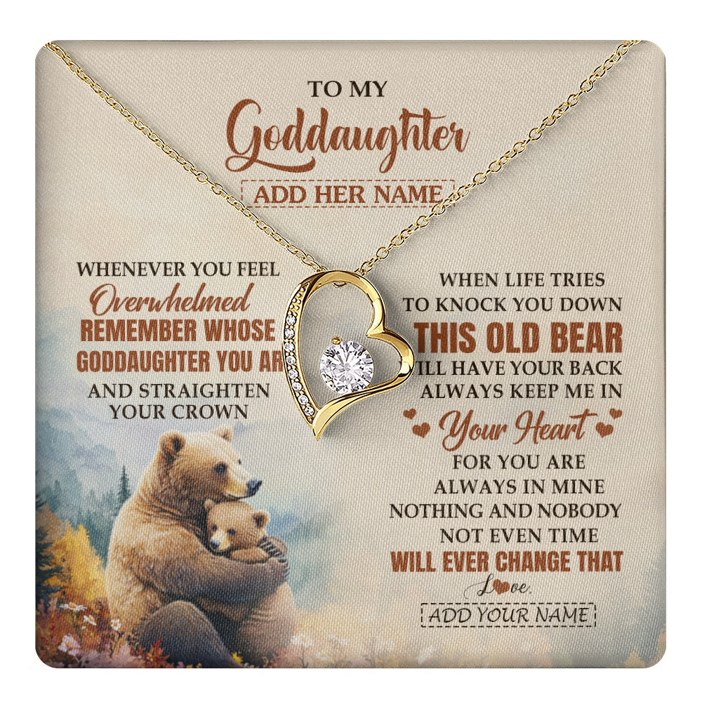 Forever Love Necklace 18K Yellow Gold Finish | 1 | Personalized To My Goddaughter Gifts Necklace From Godmother Whenever Bear Unique Birthday Gifts For Goddaughter Graduation Christmas Gift Box Message Card | teecentury.myshopify