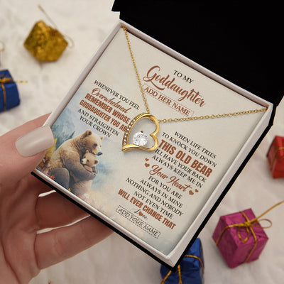 Forever Love Necklace 18K Yellow Gold Finish | 2 | Personalized To My Goddaughter Gifts Necklace From Godmother Whenever Bear Unique Birthday Gifts For Goddaughter Graduation Christmas Gift Box Message Card | teecentury.myshopify