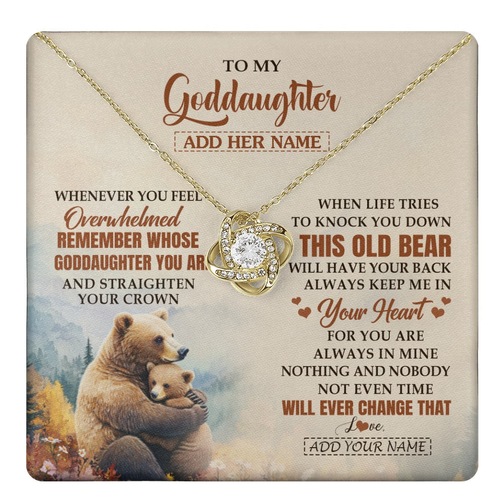 Love Knot Necklace 18K Yellow Gold Finish | 1 | Personalized To My Goddaughter Gifts Necklace From Godmother Whenever Bear Unique Birthday Gifts For Goddaughter Graduation Christmas Gift Box Message Card | teecentury.myshopify