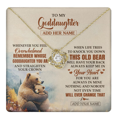 Love Knot Necklace 18K Yellow Gold Finish | 1 | Personalized To My Goddaughter Gifts Necklace From Godmother Whenever Bear Unique Birthday Gifts For Goddaughter Graduation Christmas Gift Box Message Card | teecentury.myshopify
