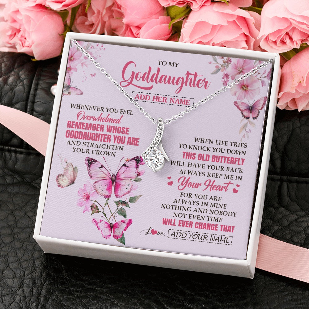 Alluring Beauty Necklace 14K White Gold Finish | 2 | Personalized To My Goddaughter Gifts Necklace From Godmother Whenever Butterfly Unique Birthday Gifts Goddaughter Graduation Christmas Gift Box Message Card | teecentury.myshopify