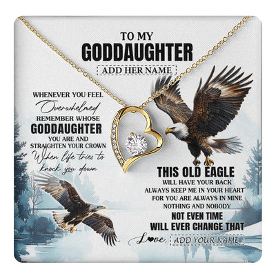 Forever Love Necklace 18K Yellow Gold Finish | 1 | Personalized To My Goddaughter Gifts Necklace From Godmother Whenever Eagle Unique Birthday Gifts For Goddaughter Christmas Jewelry Gift Box Message Card | https://teecentury.
