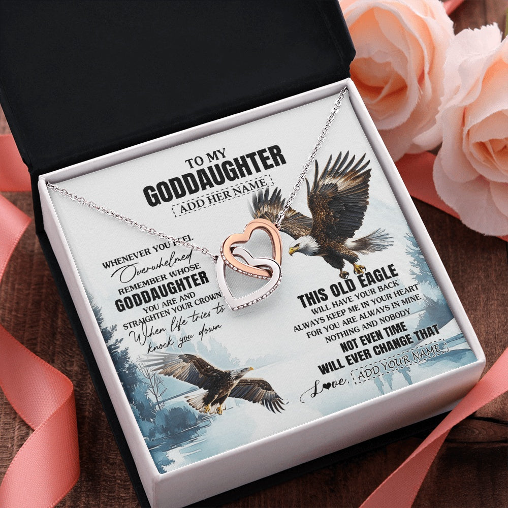 Interlocking Hearts Necklace Stainless Steel & Rose Gold Finish | 2 | Personalized To My Goddaughter Gifts Necklace From Godmother Whenever Eagle Unique Birthday Gifts For Goddaughter Christmas Jewelry Gift Box Message Card | https://teecentury.
