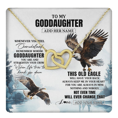 Interlocking Hearts Necklace 18K Yellow Gold Finish | 1 | Personalized To My Goddaughter Gifts Necklace From Godmother Whenever Eagle Unique Birthday Gifts For Goddaughter Christmas Jewelry Gift Box Message Card | https://teecentury.
