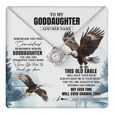 Love Knot Necklace 14K White Gold Finish | 1 | Personalized To My Goddaughter Gifts Necklace From Godmother Whenever Eagle Unique Birthday Gifts For Goddaughter Christmas Jewelry Gift Box Message Card | https://teecentury.