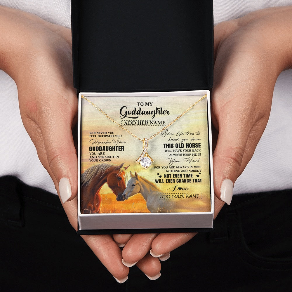 Alluring Beauty Necklace 18K Yellow Gold Finish | 2 | Personalized To My Goddaughter Gifts Necklace From Godmother Whenever Horse Unique Birthday Gifts For Goddaughter Graduation Christmas Gift Box Message Card | teecentury.myshopify