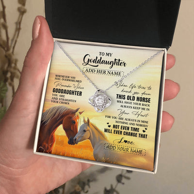 Love Knot Necklace 14K White Gold Finish | 2 | Personalized To My Goddaughter Gifts Necklace From Godmother Whenever Horse Unique Birthday Gifts For Goddaughter Graduation Christmas Gift Box Message Card | teecentury.myshopify