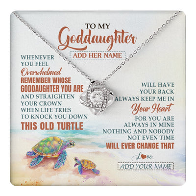 Love Knot Necklace 14K White Gold Finish | 1 | Personalized To My Goddaughter Gifts Necklace From Godmother Whenever Turtle Unique Birthday Gifts For Goddaughter Christmas Custom Gift Box Message Card | https://teecentury.