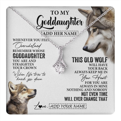 Alluring Beauty Necklace 14K White Gold Finish | 1 | Personalized To My Goddaughter Gifts Necklace From Godmother Whenever Wolf Unique Birthday For Goddaughter Graduation Christmas Custom Gift Box Message Card | https://teecentury.