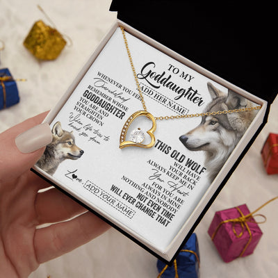 Forever Love Necklace 18K Yellow Gold Finish | 2 | Personalized To My Goddaughter Gifts Necklace From Godmother Whenever Wolf Unique Birthday For Goddaughter Graduation Christmas Custom Gift Box Message Card | https://teecentury.