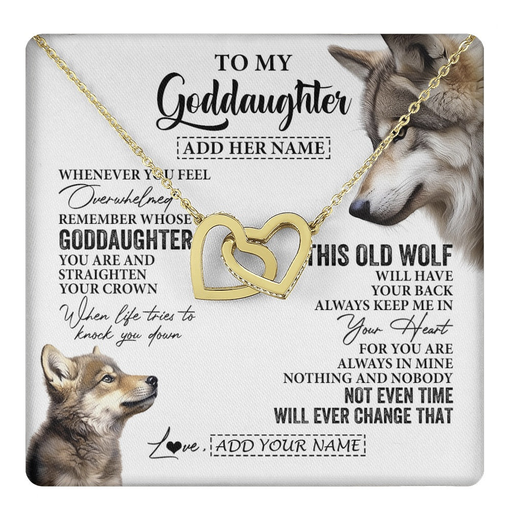 Interlocking Hearts Necklace 18K Yellow Gold Finish | 1 | Personalized To My Goddaughter Gifts Necklace From Godmother Whenever Wolf Unique Birthday For Goddaughter Graduation Christmas Custom Gift Box Message Card | https://teecentury.