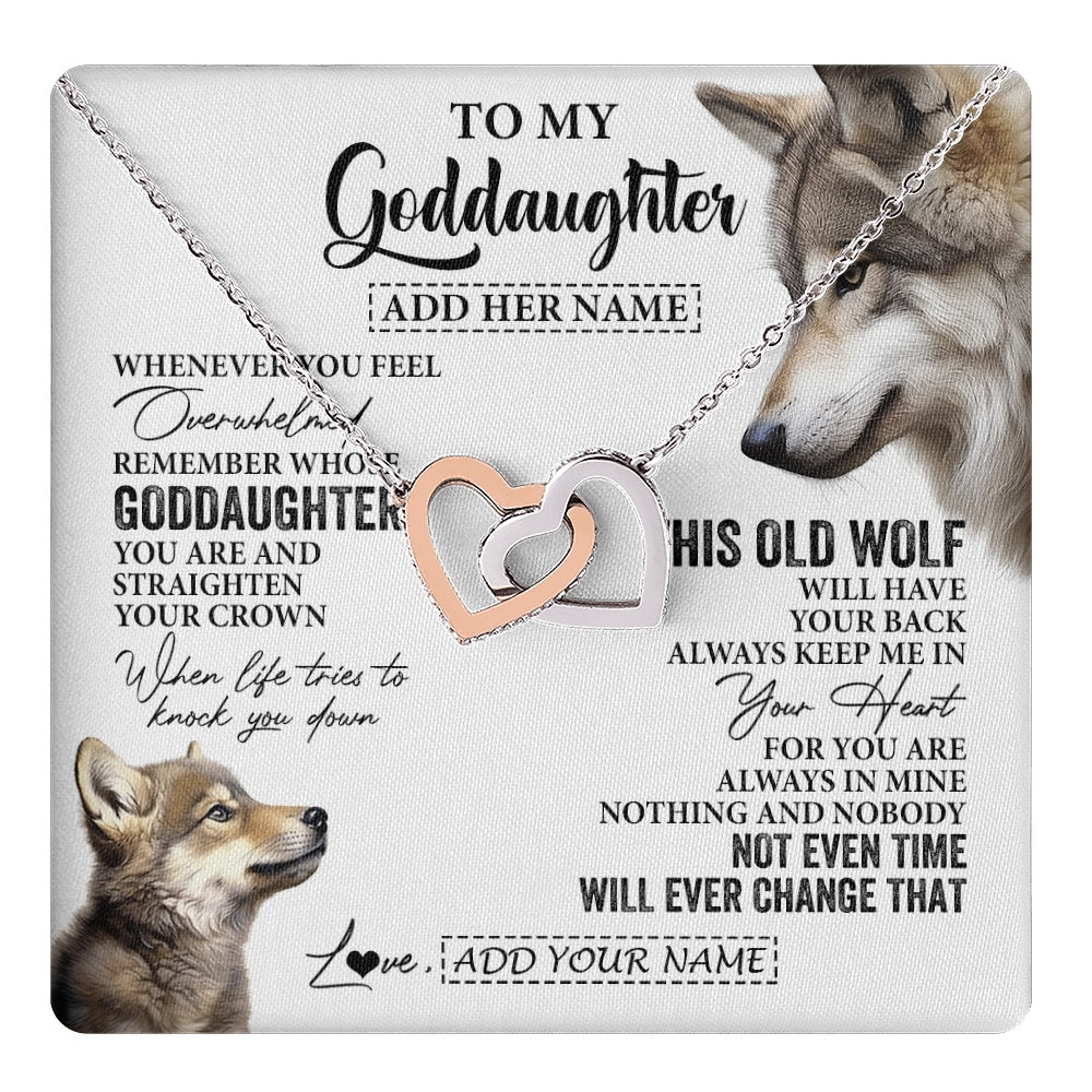 Interlocking Hearts Necklace Stainless Steel & Rose Gold Finish | 1 | Personalized To My Goddaughter Gifts Necklace From Godmother Whenever Wolf Unique Birthday For Goddaughter Graduation Christmas Custom Gift Box Message Card | https://teecentury.