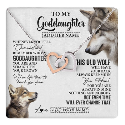 Interlocking Hearts Necklace Stainless Steel & Rose Gold Finish | 1 | Personalized To My Goddaughter Gifts Necklace From Godmother Whenever Wolf Unique Birthday For Goddaughter Graduation Christmas Custom Gift Box Message Card | https://teecentury.
