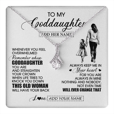 Alluring Beauty Necklace 14K White Gold Finish | 1 | Personalized To My Goddaughter Gifts Necklace From Godmother Whenever Woman Unique Birthday Gifts For Goddaughter Graduation Christmas Gift Box Message Card | teecentury.myshopify