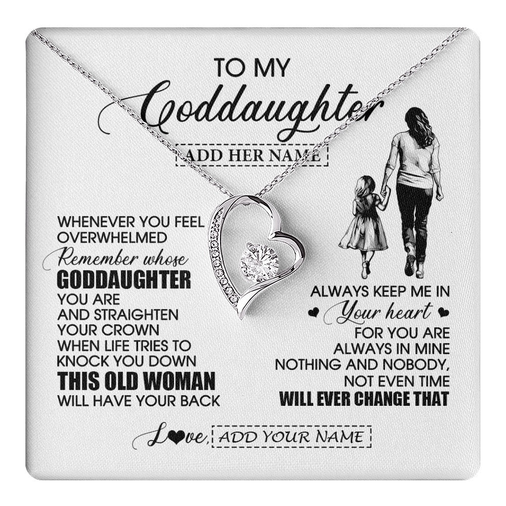 Forever Love Necklace 14K White Gold Finish | 1 | Personalized To My Goddaughter Gifts Necklace From Godmother Whenever Woman Unique Birthday Gifts For Goddaughter Graduation Christmas Gift Box Message Card | teecentury.myshopify