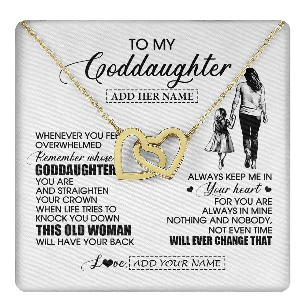 Interlocking Hearts Necklace 18K Yellow Gold Finish | 1 | Personalized To My Goddaughter Gifts Necklace From Godmother Whenever Woman Unique Birthday Gifts For Goddaughter Graduation Christmas Gift Box Message Card | teecentury.myshopify