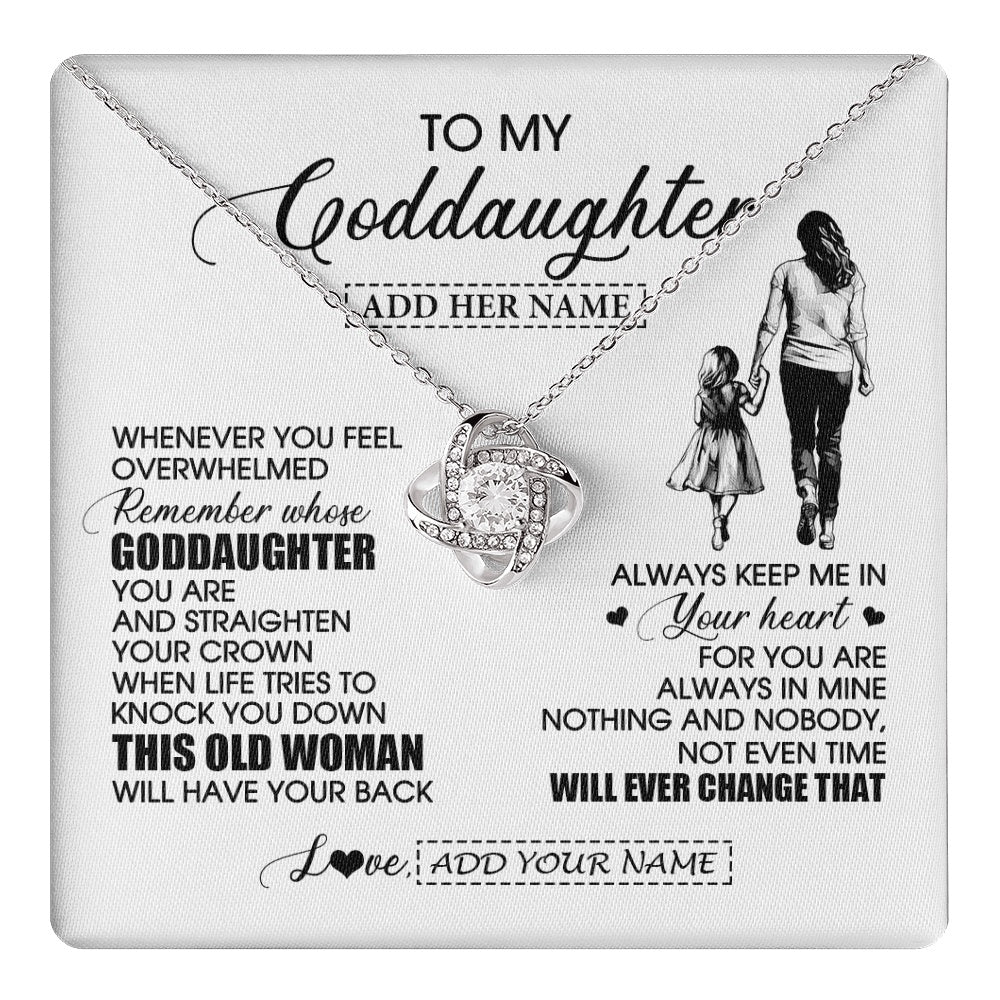 Love Knot Necklace 14K White Gold Finish | 1 | Personalized To My Goddaughter Gifts Necklace From Godmother Whenever Woman Unique Birthday Gifts For Goddaughter Graduation Christmas Gift Box Message Card | teecentury.myshopify