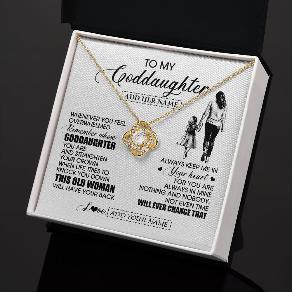 Love Knot Necklace 18K Yellow Gold Finish | 2 | Personalized To My Goddaughter Gifts Necklace From Godmother Whenever Woman Unique Birthday Gifts For Goddaughter Graduation Christmas Gift Box Message Card | teecentury.myshopify