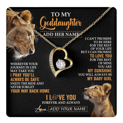 Forever Love Necklace 18K Yellow Gold Finish | 1 | Personalized To My Goddaughter Gifts Necklace From Godmother Wherever Your Journey In Life Lion Goddaughter Birthday Gifts Christmas Gift Box Message Card | https://teecentury.