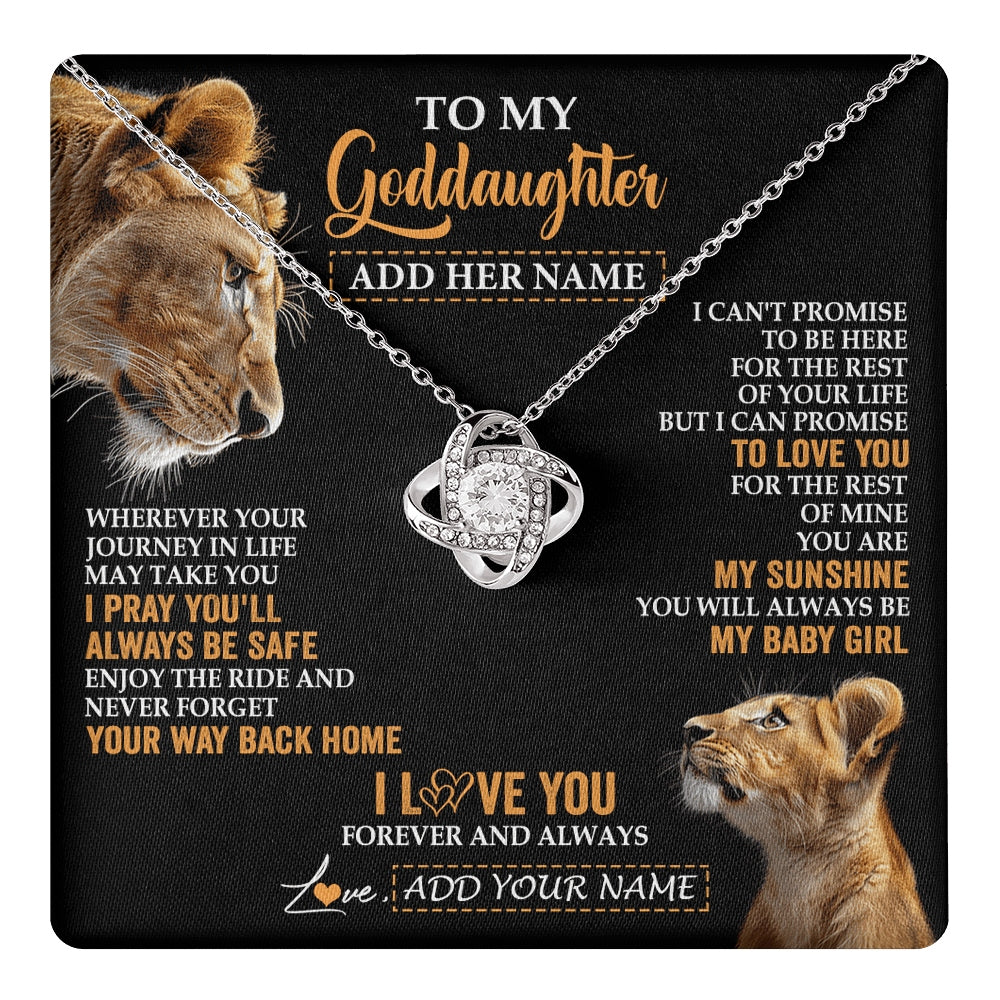 Love Knot Necklace 14K White Gold Finish | 1 | Personalized To My Goddaughter Gifts Necklace From Godmother Wherever Your Journey In Life Lion Goddaughter Birthday Gifts Christmas Gift Box Message Card | https://teecentury.